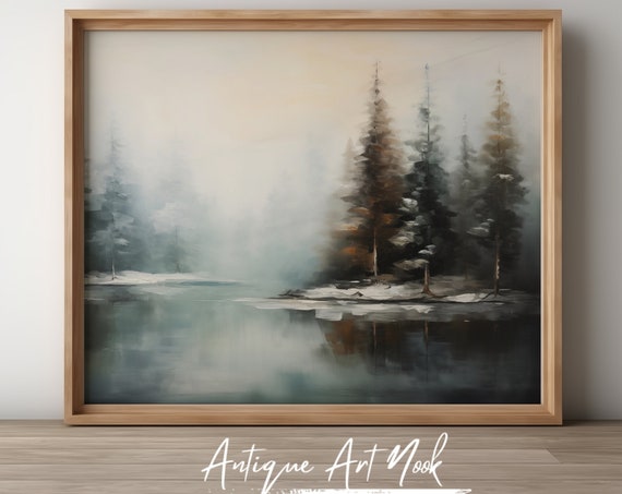 Snowy Landscape Vintage Landscape Art Print
