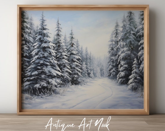 Laurentian Landscape Canadian Print Landscape Antique Wall Art Snowy Trees Oil Painting Vintage Style Decor