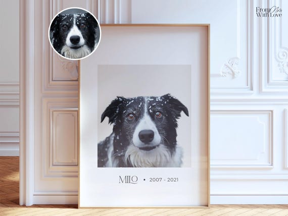Custom Watercolor Dog Portraits Using Pet Photo Personalized Wall Art And Cat Lover Gifts Loss Gift