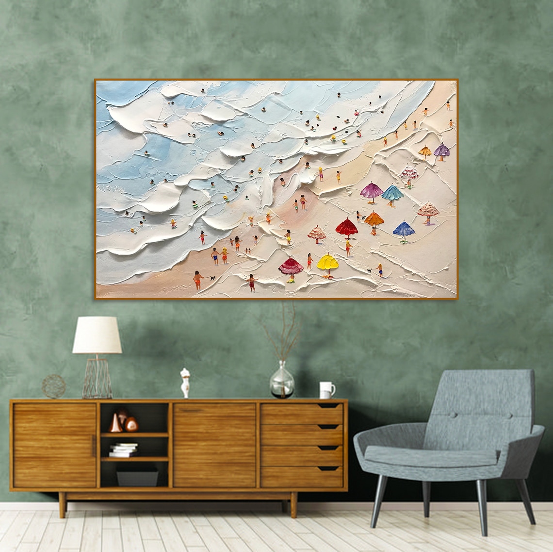 Happy Coast Swimming Painting, Custom Coastal Art - Image 3