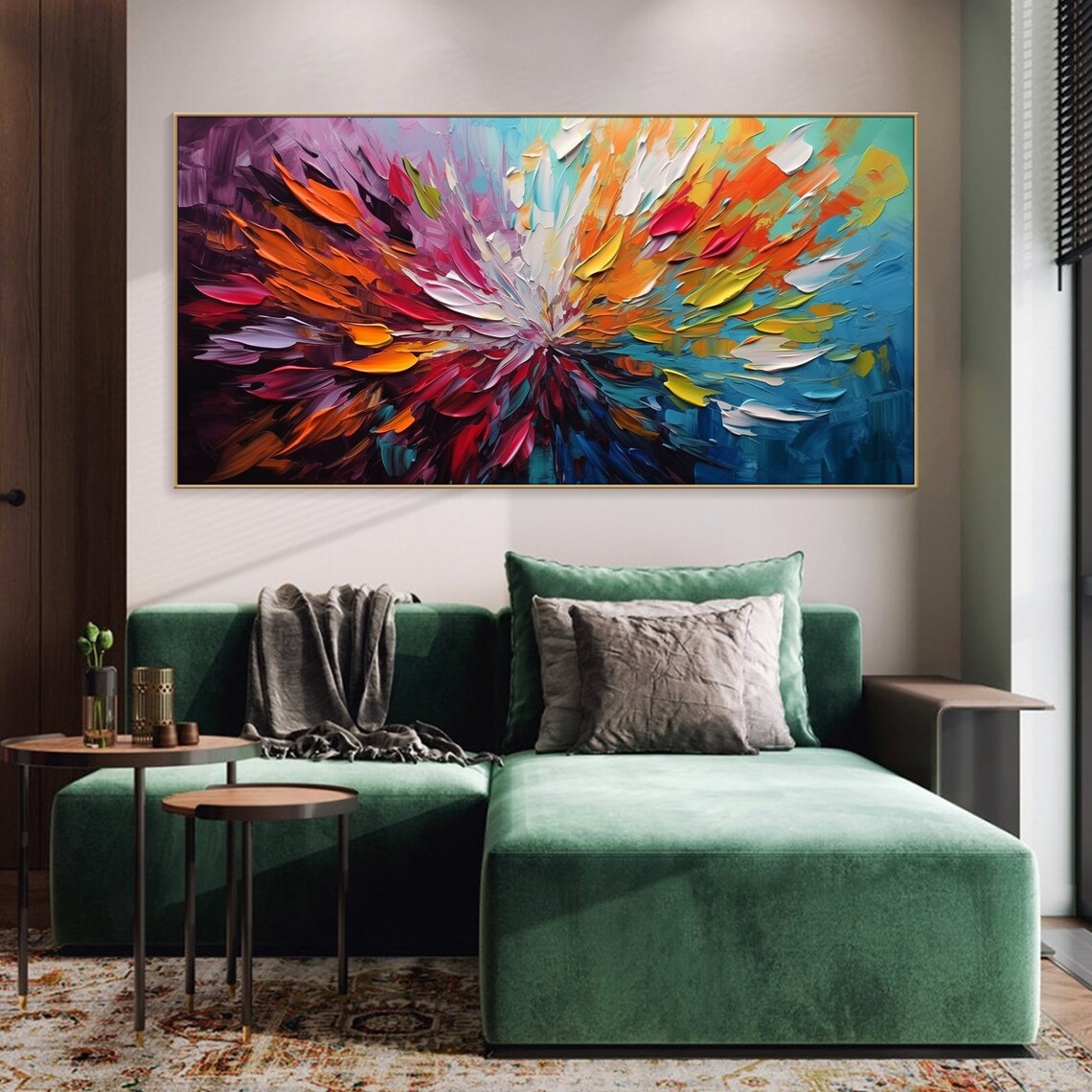 Colorful Flower Abstract Oil Living Room Poster - Image 2