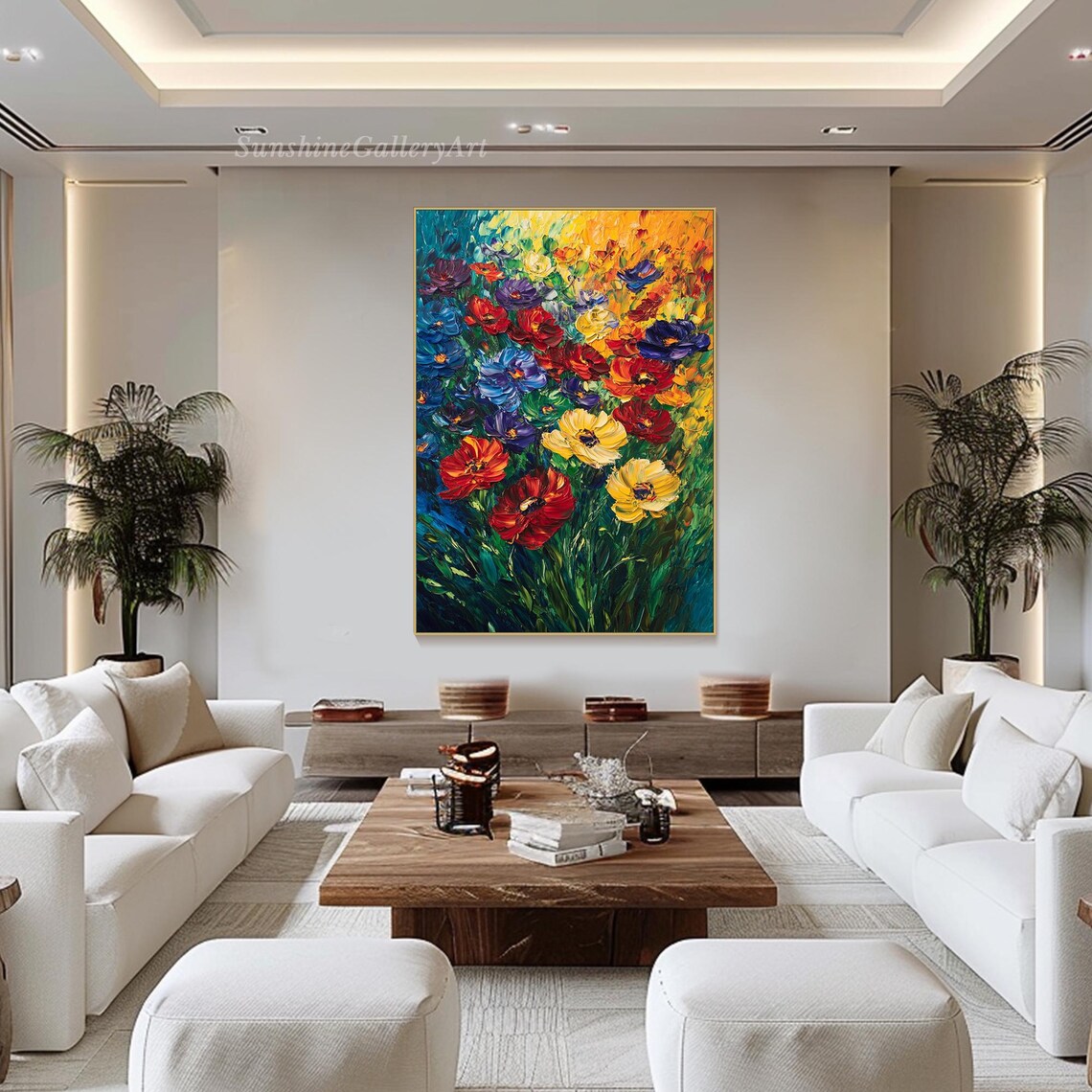 Rainbow Flower Garden In Red Blue Yellow And Purple Art Poster - Image 2