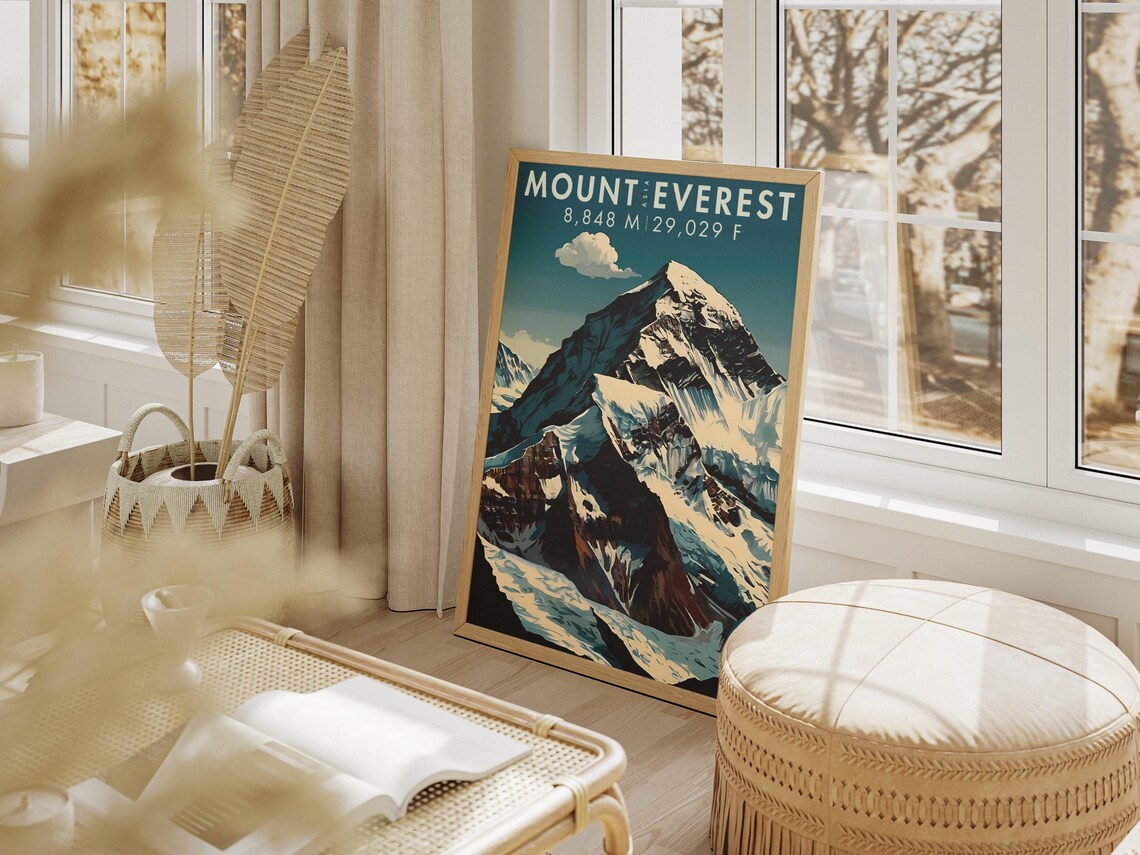 Mount Everest Vintage Travel Poster Snow Peak 8848M Asia Adventure - Image 4