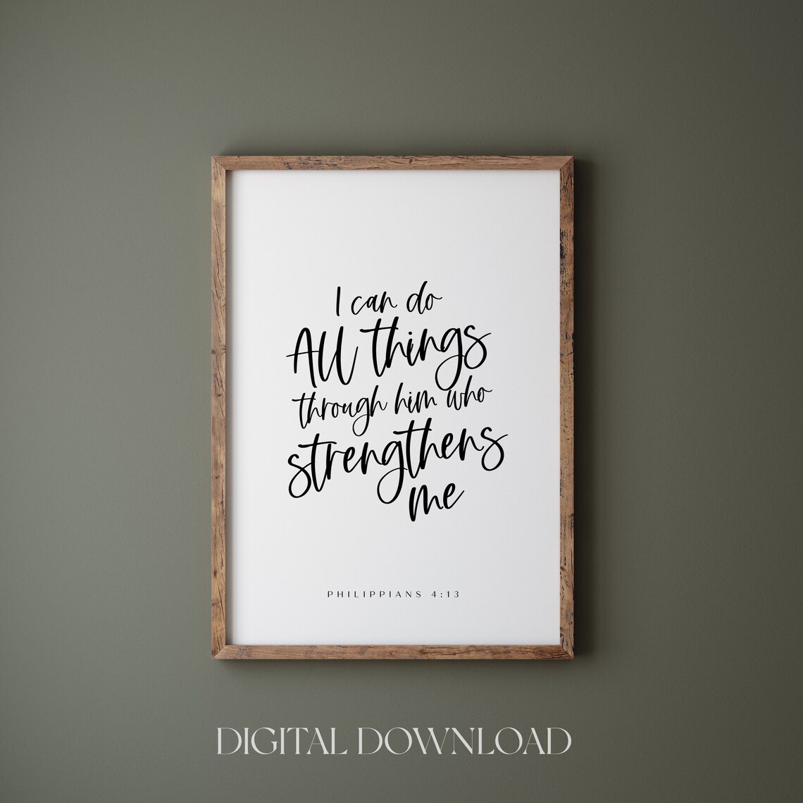 Philippians 4:13 Minimalist Bible Verse Art Print