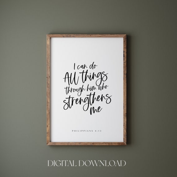 Philippians 4:13 Minimalist Bible Verse Art Print
