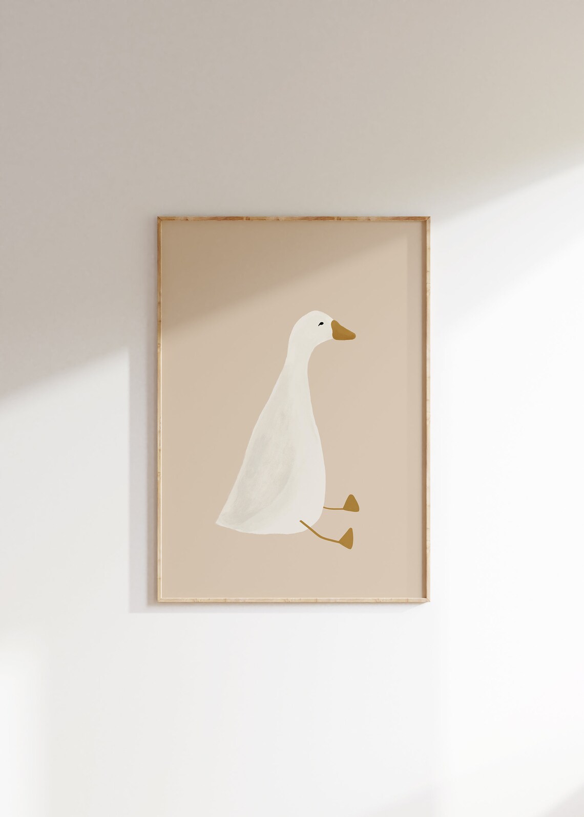Silly Goose Cute Goose Poster, Beige Nursery Decor