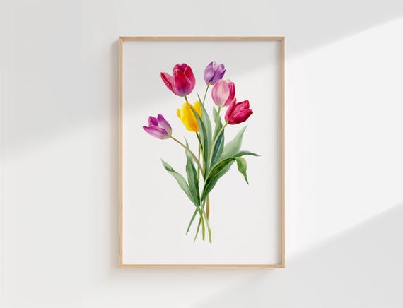 Watercolor Tulip Print Modern Botanical Illustration