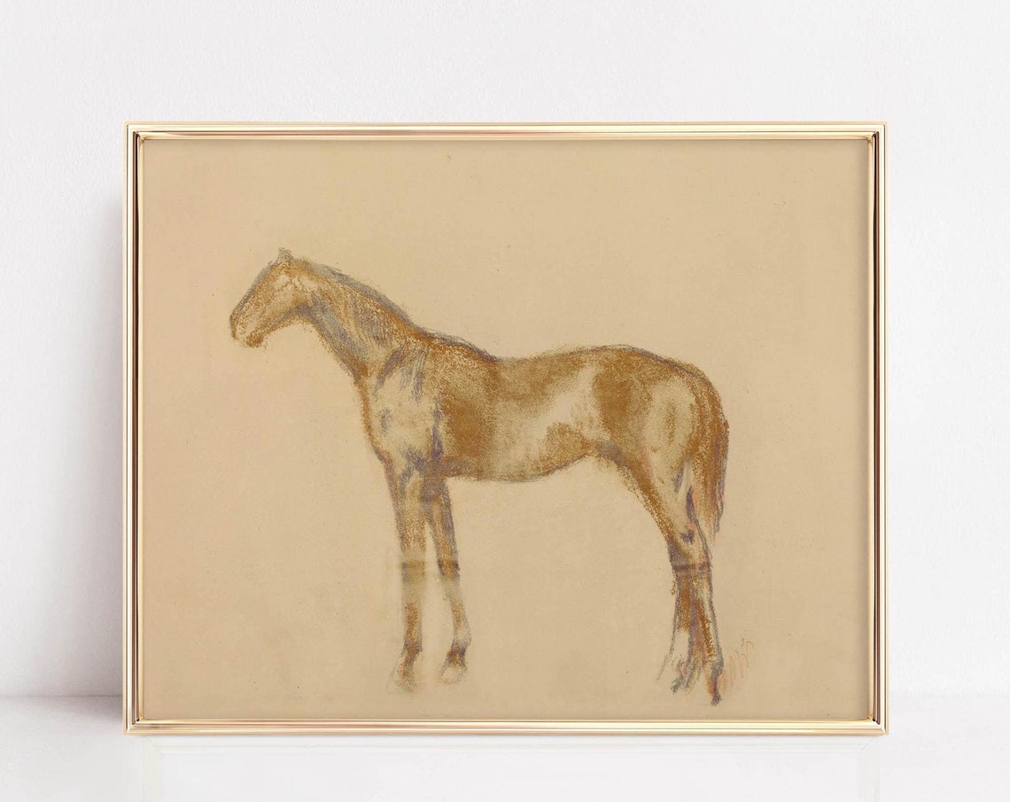 Antique Horse Sketch Neutral Pastel Equestrian Farmhouse Art Poster - Image 6