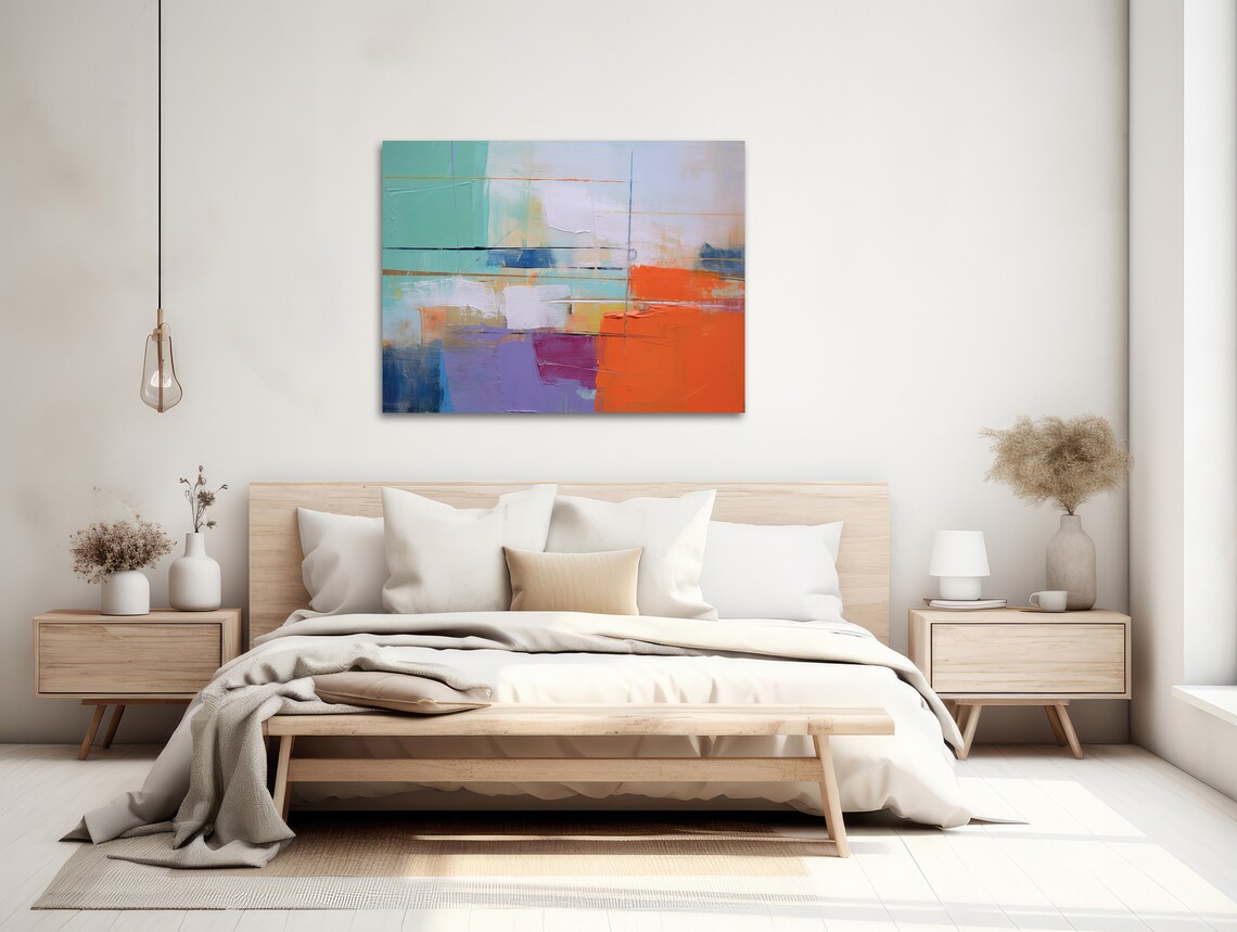 Large Abstract Wall Art Framed Print Modern Abstract Painting Extra Large Orange Teal Artwork Elusive - Image 2