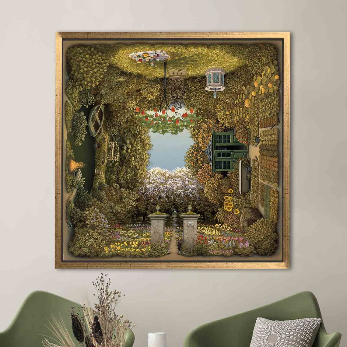 Surreal Garden Illusion Art Print, Whimsical Style
