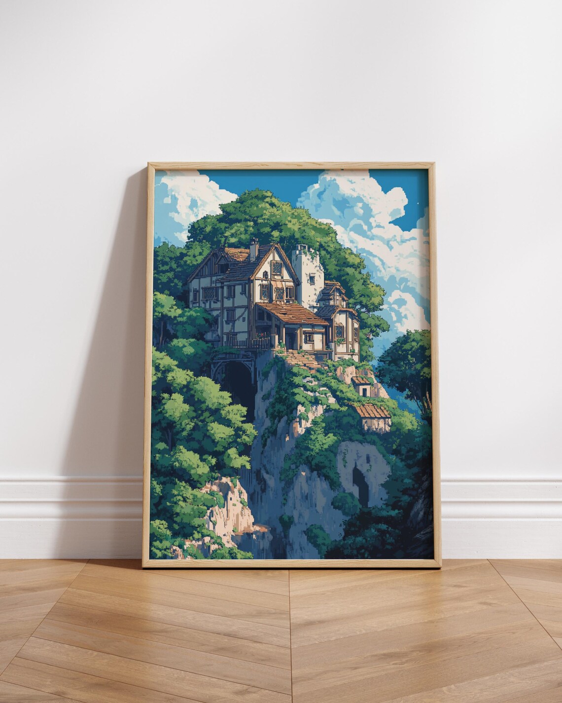 8bit Enchanted Nature Scene Vertical Poster Wall Art Home Dcor Prints Gift For Lovers Cozy Attic Vibe