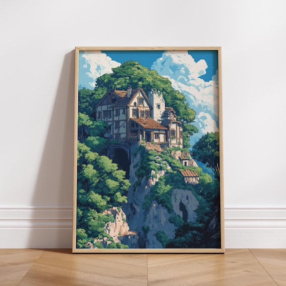 8bit Enchanted Nature Scene Vertical Poster Wall Art Home Dcor Prints Gift For Lovers Cozy Attic Vibe