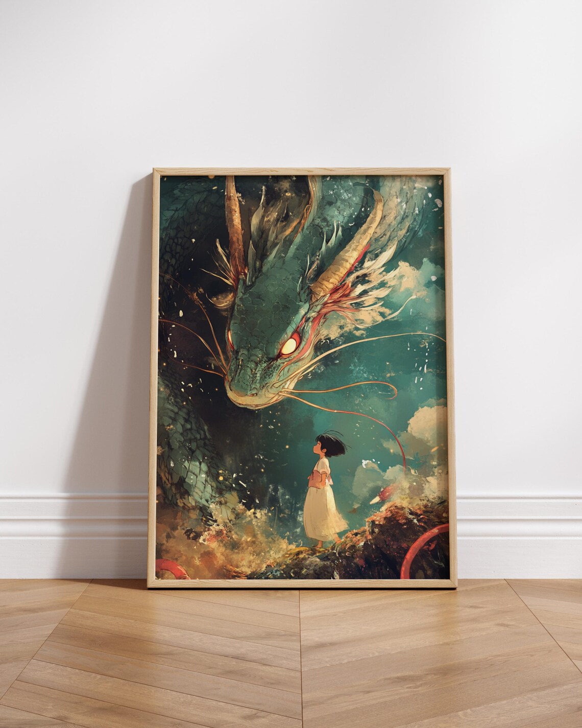 Dragon Girl Poster, Magical Whimsical Anime-Inspired