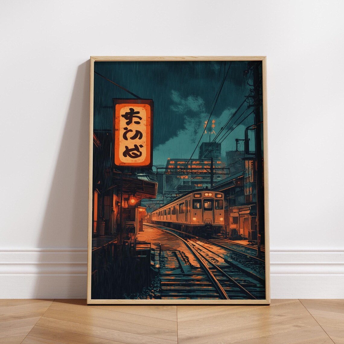 Moody Train Station Art Print Matte Vertical Posters Wall Decor Home Office Artwork Japanese Vintage Travel