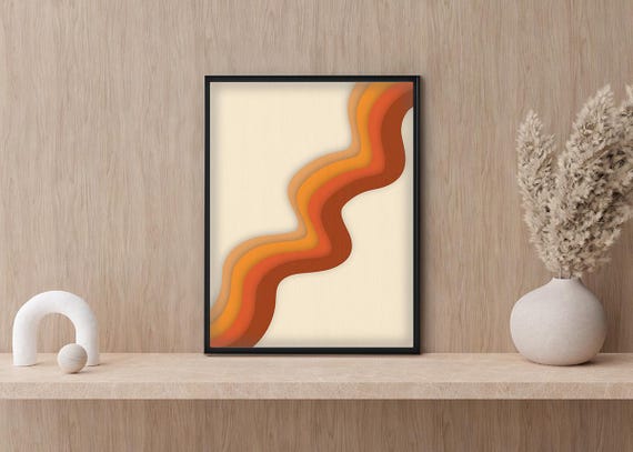 Abstract Retro Lines Art Abstract Wall Art Print Trendy Art Gallery Wall Art Geometric Art