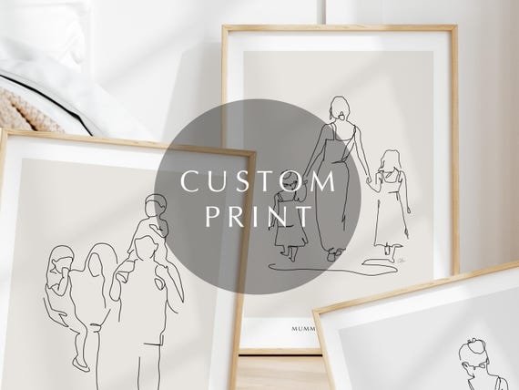 Custom Family Print Custom Mothers Day Print Custom Hand Drawn Print Personalised Portrait Print For Her Family Portrait Gift Drawing
