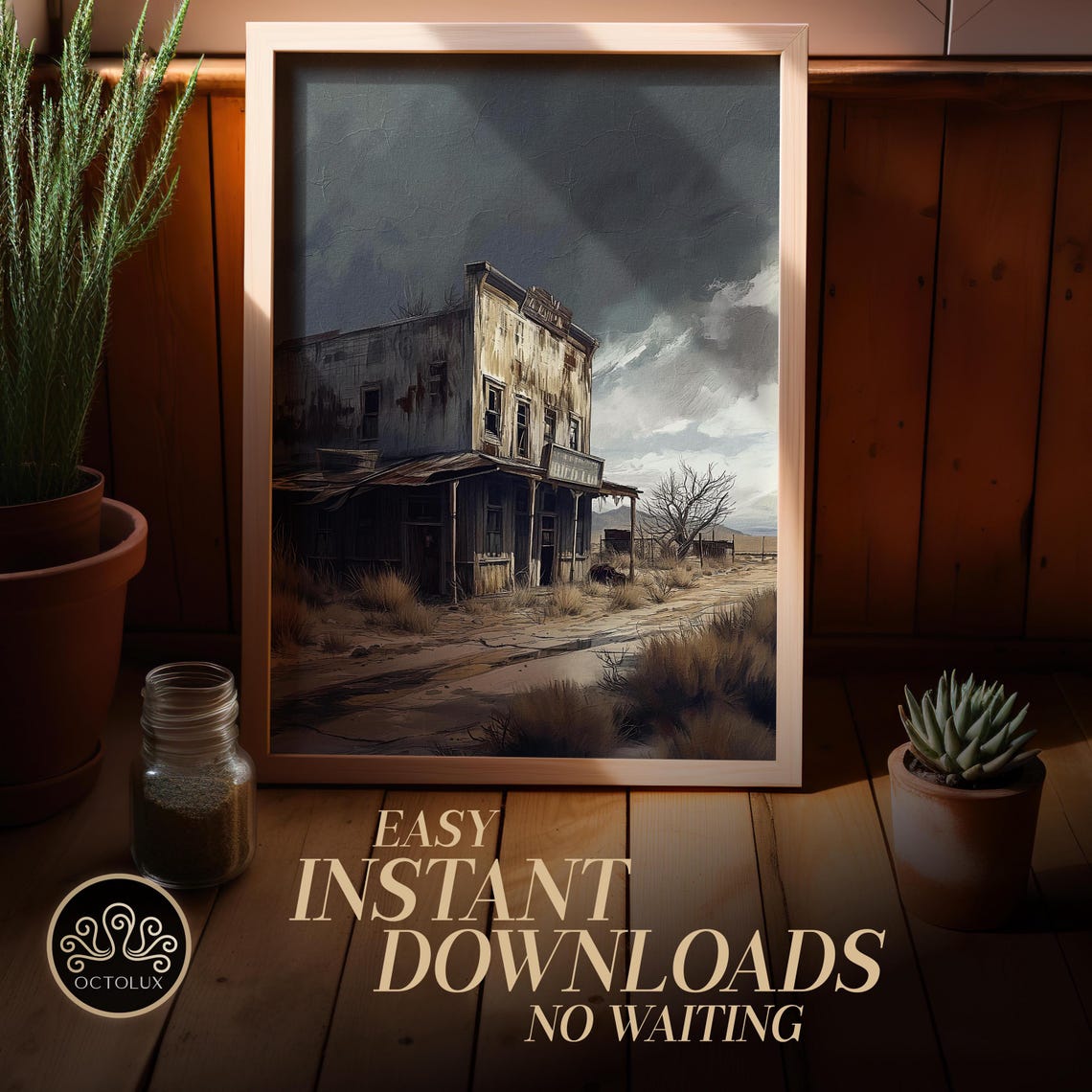 Vintage Style Wild West Ghost Town Scenic Poster Art Of A Rustic Western Landscape - Image 3