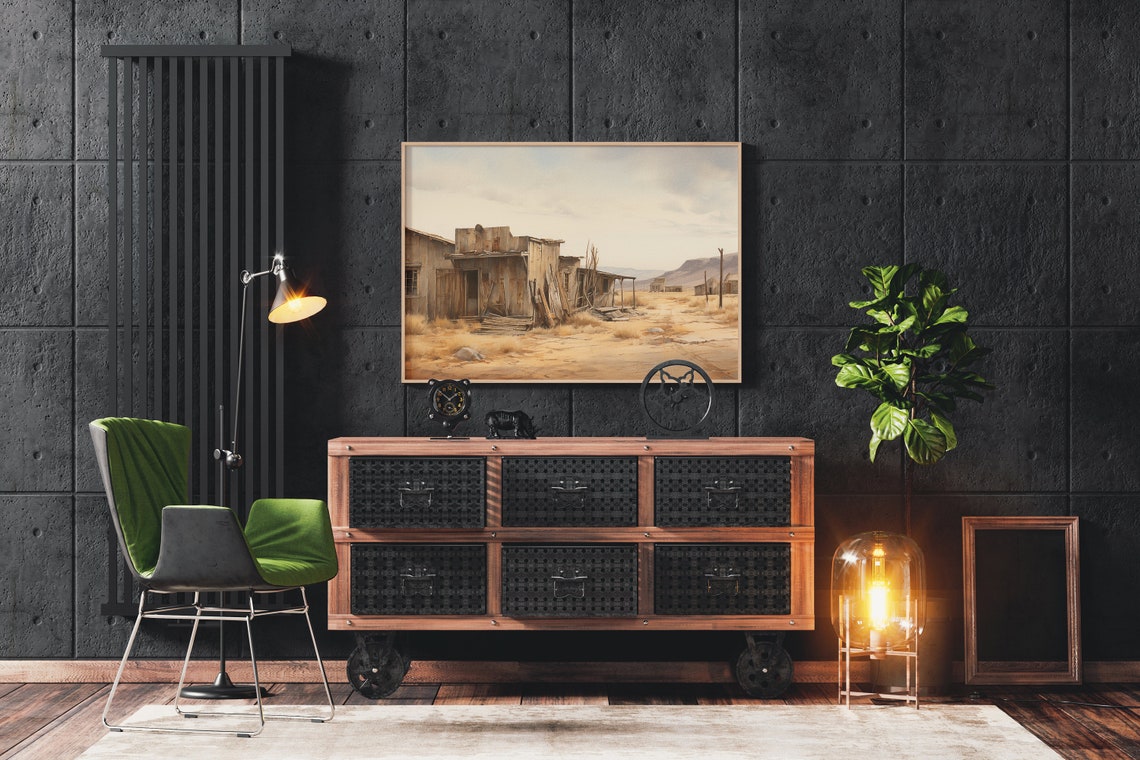 Vintage Style Wild West Ghost Town Scenic Poster Art Of A Rustic Western Landscape - Image 3