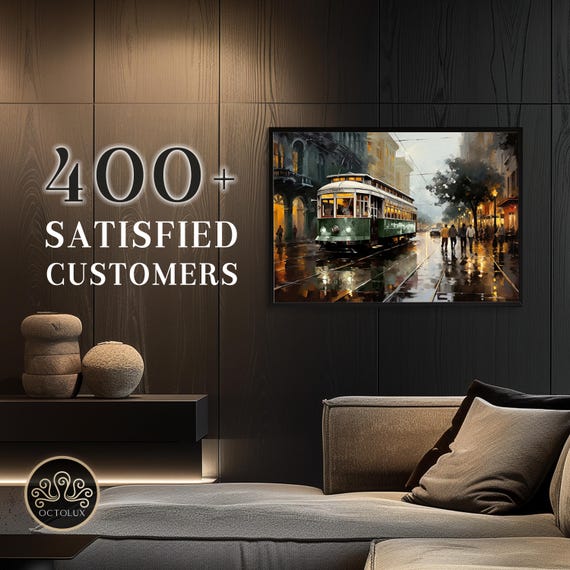 Framed Poster Spooky Streets Of New Orleans Streetcar Art Print Haunted French Quarter Moody Louisiana Landscape