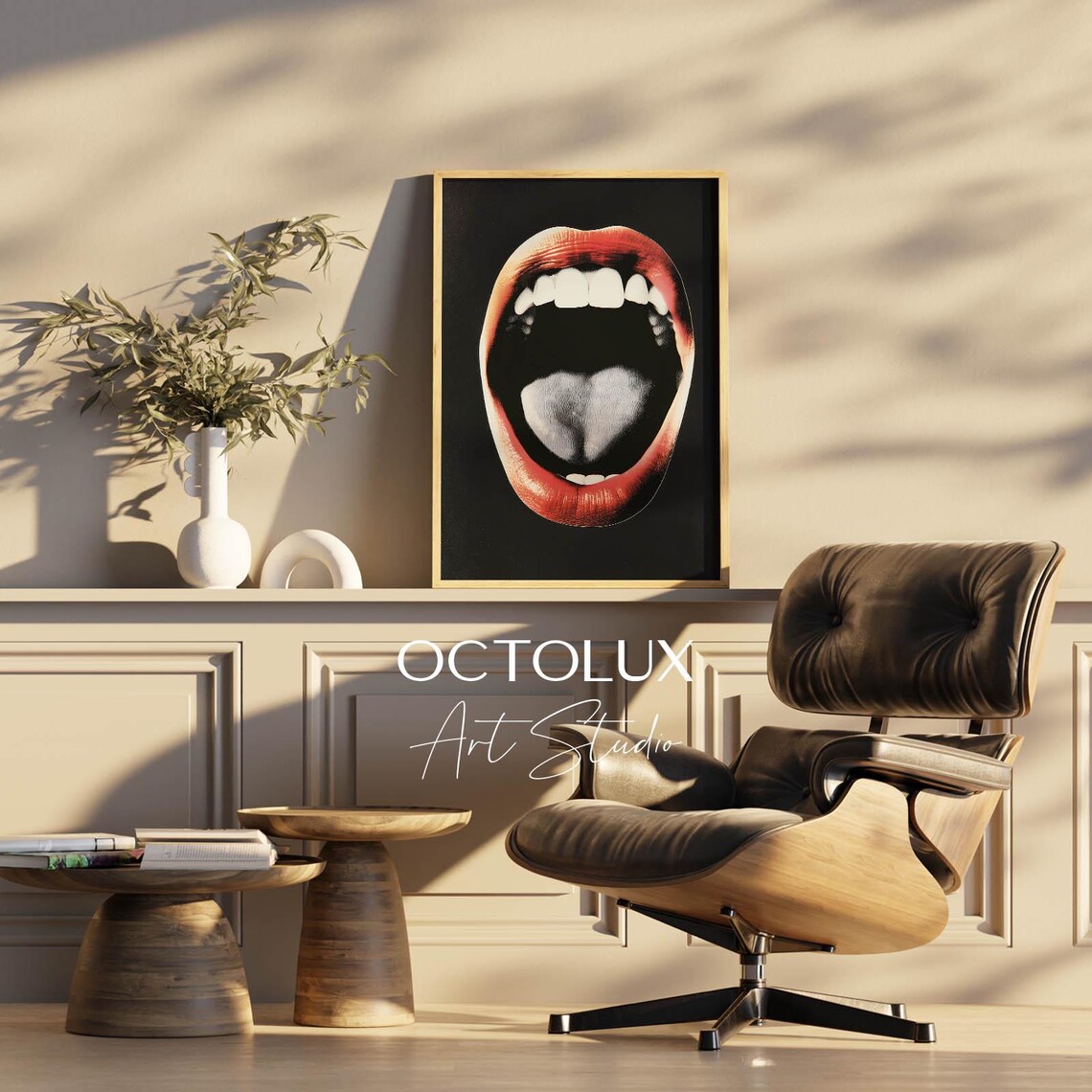 Bold Red Lips Open Mouth Close Up Retro Pop Art Modern Wall Art Poster - Image 3