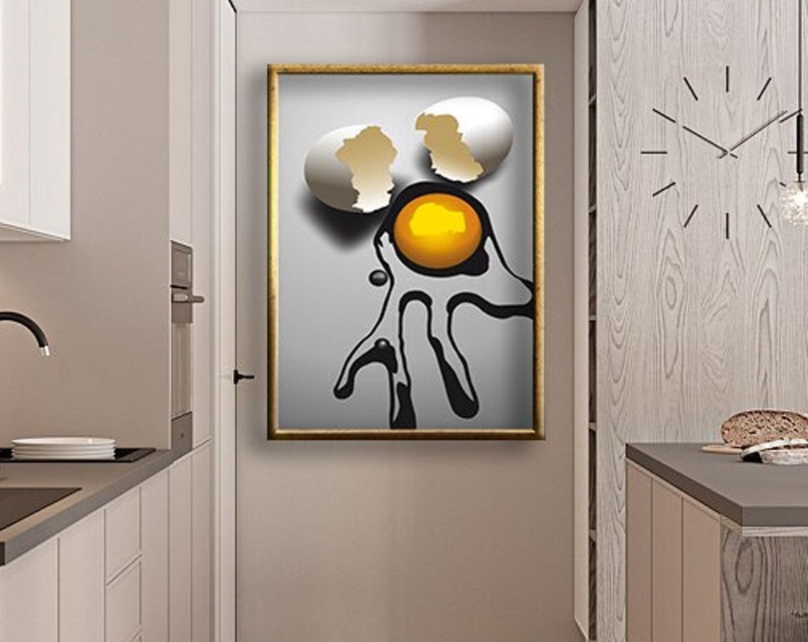 Cracked Egg Golden Yolk Artistic Modern Kitchen Wall Decor Poster