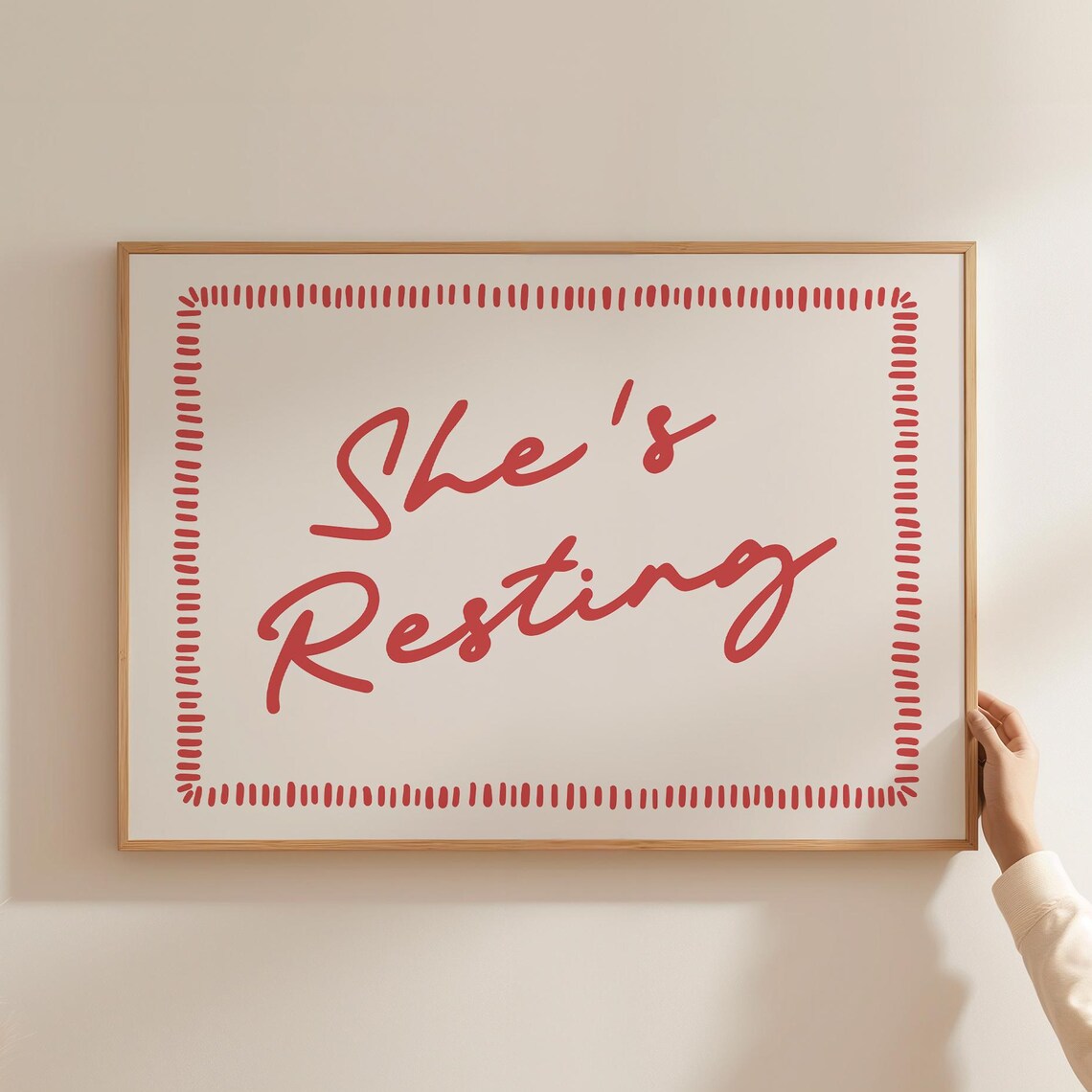 She's Resting Typography Art Print, Mid-Century