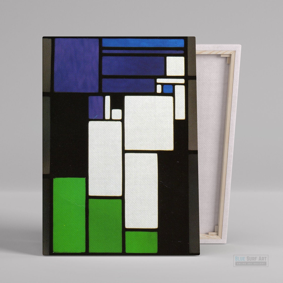 Theo Van Doesburg Green Blue Geometric Blocks Stained Glass Poster