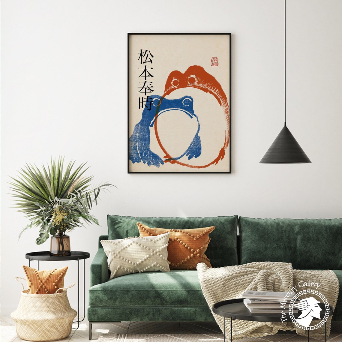 Matsumoto Hoji Art Print Japanese Frog Poster Blue Orange Matsumoto Hoji Animal Art Print Frog Poster Funny Animal Print Animal Gift - Image 4