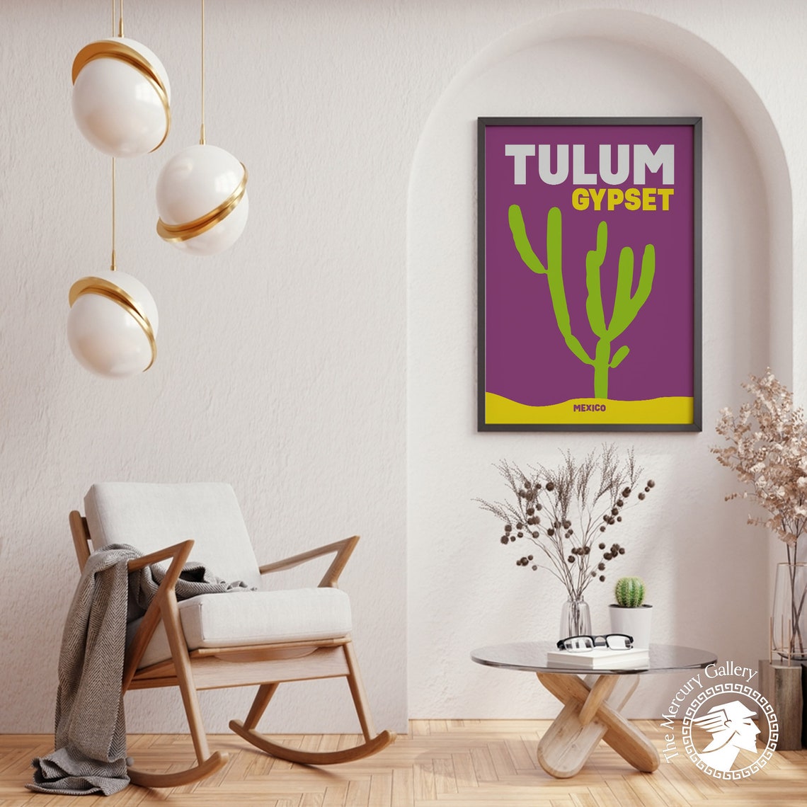 Tulum Mexico Gypset Cactus Graphic Purple Yellow Modern Travel Poster - Image 5