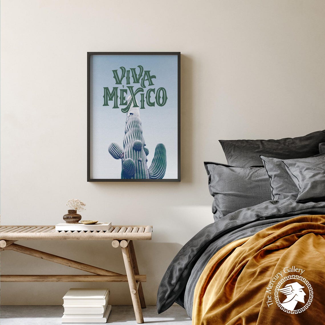 Viva Mexico Saguaro Cactus Photo Poster Green Typography Wall Print - Image 5