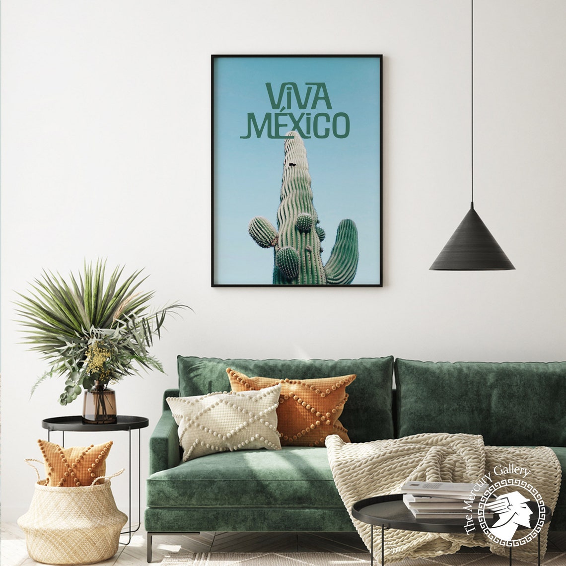 Viva Mexico Saguaro Cactus Blue Sky Minimalist Modern Travel Poster - Image 4