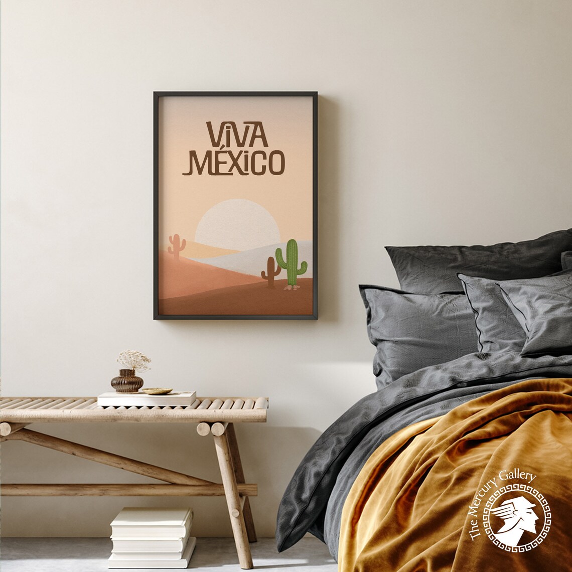 Viva Mexico Desert Cactus Sunset Modern Boho Travel Poster Wall Print - Image 3