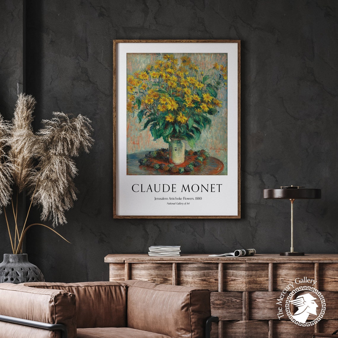 Claude Monet Jerusalem Artichoke Flowers 1880 Yellow Bouquet Poster - Image 3