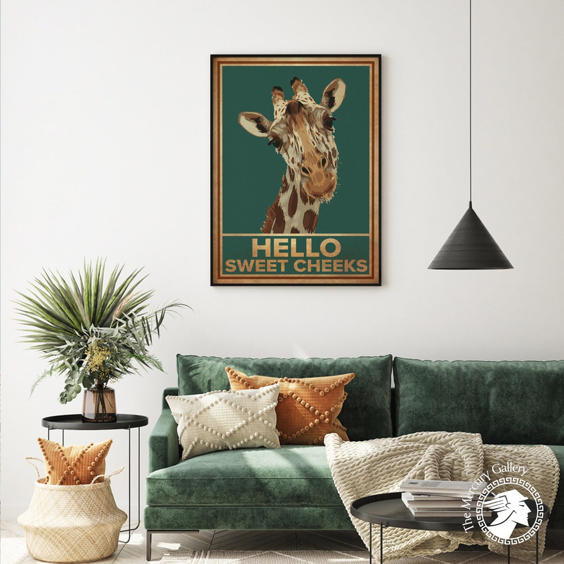 Giraffe Hello Sweet Cheeks Funny Vintage Retro Bathroom Wall Poster - Image 2