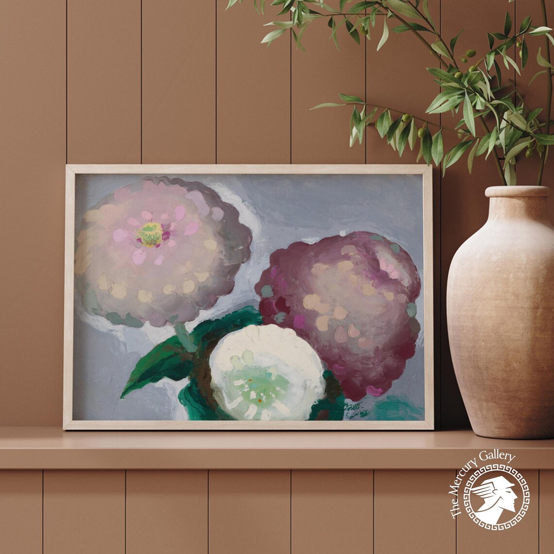 Georgia O'Keeffe 3 Zinnias Pink Floral Close Up Botanical Art Print - Image 4