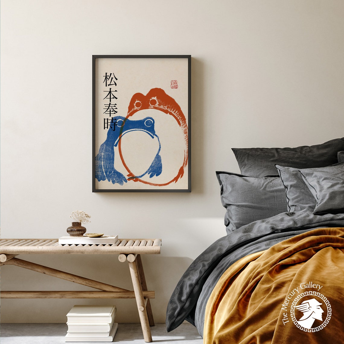 Matsumoto Hoji Art Print Japanese Frog Poster Blue Orange Matsumoto Hoji Animal Art Print Frog Poster Funny Animal Print Animal Gift - Image 2