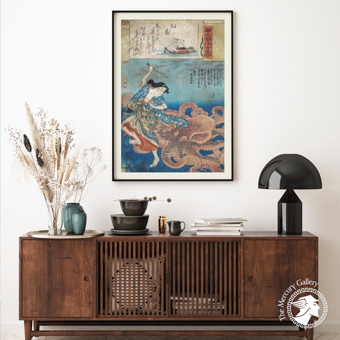 Tamakatzura Tamatori Attacked by an Octopus, Vintage Poster - Image 6
