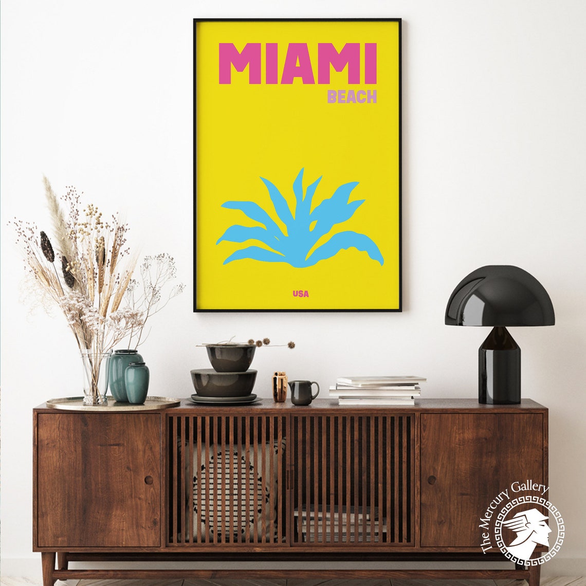 Miami Beach Florida Bright Yellow Minimalist Palm Travel Poster - Image 6