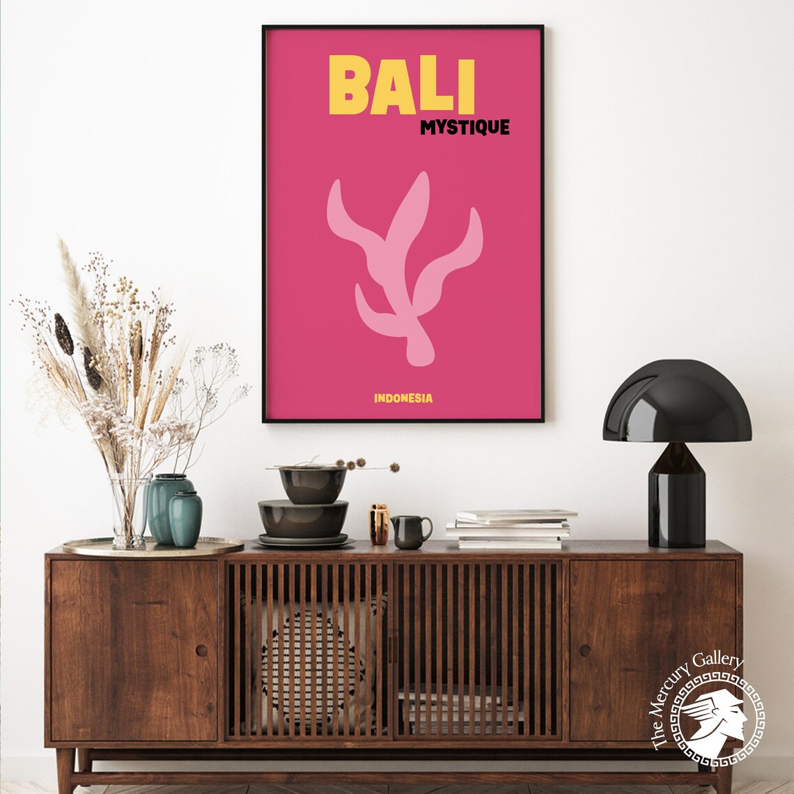 Bali Mystique Indonesia Pink Abstract Floral Minimalist Travel Poster - Image 6