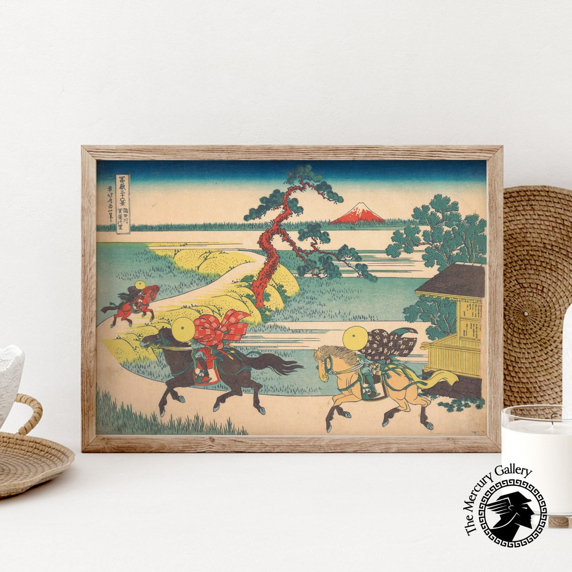Hokusai Sekiya Village Sumida River Horse Race Mount Fuji Art Poster