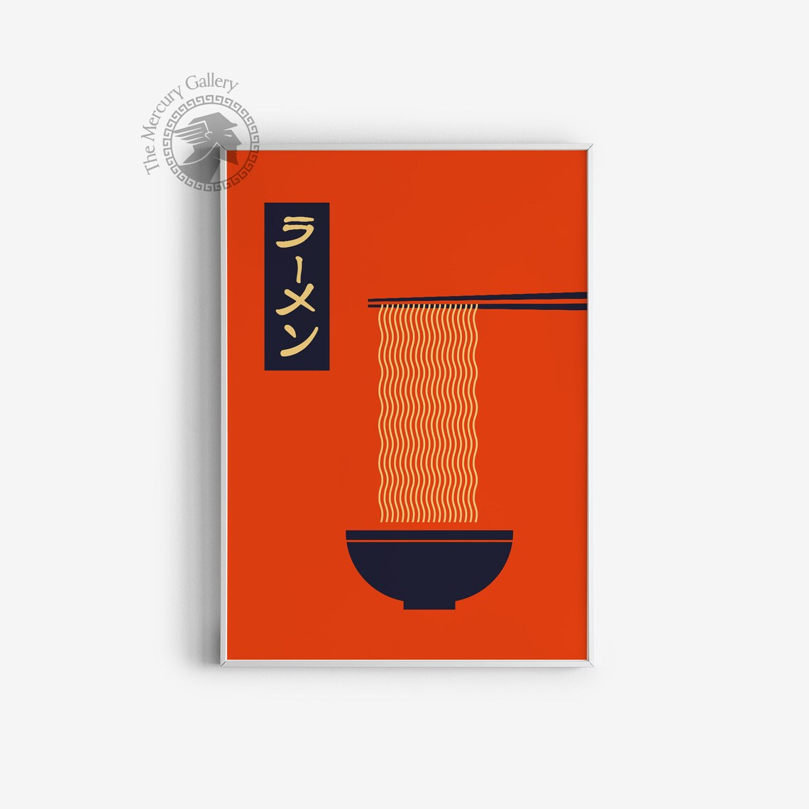 Minimalist Ramen Noodle Bowl Orange Japanese Kitchen Wall Art Poster - Image 3