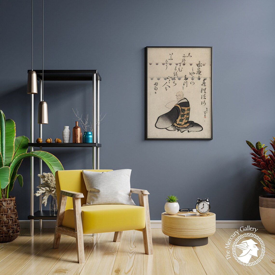 Hokusai Poet Kisen Hoshi Seated Monk Japanese Calligraphy Art Poster - Image 5