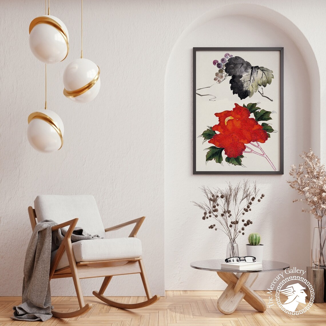 Hokusai Red Peony Grapes Botanical Watercolor Japanese Art Poster - Image 6