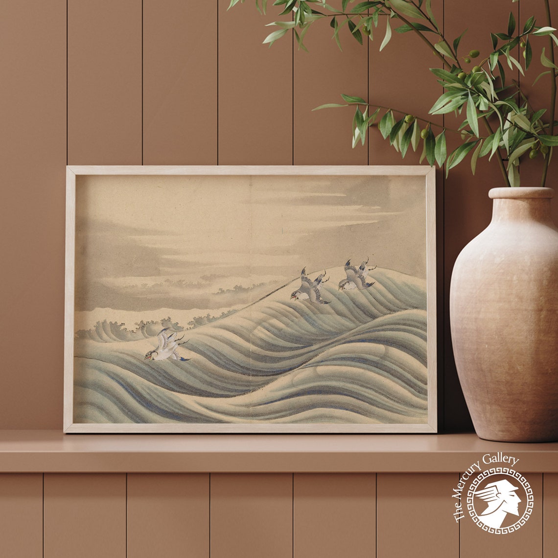 Hokusai Chidori Birds Flying Over Stylized Ocean Waves Ukiyo E Print - Image 6