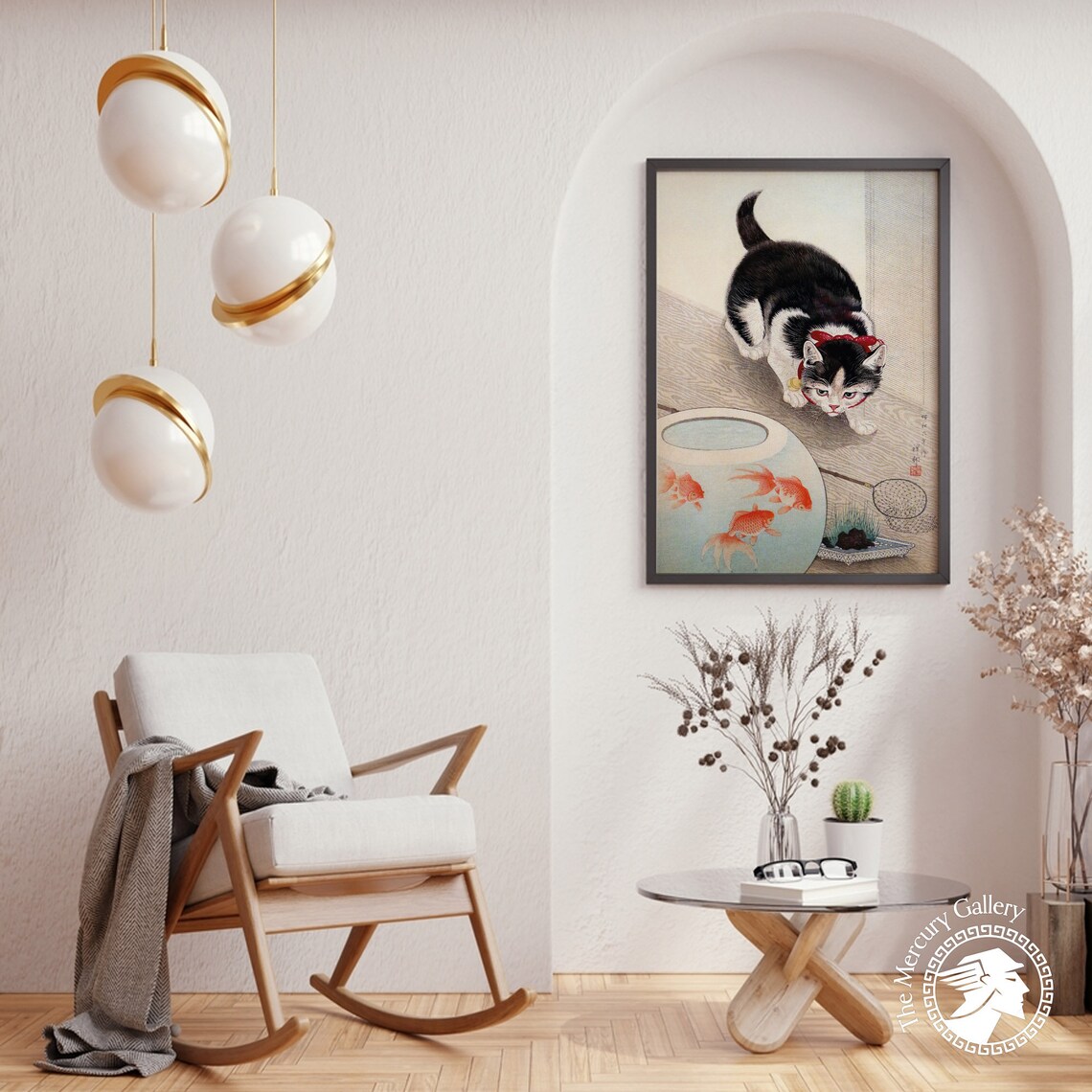 Black Cat Watching Goldfish Bowl Vintage Japanese Cat Animal Art Poster - Image 6
