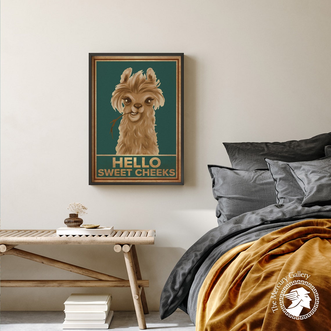 Llama Hello Sweet Cheeks Funny Vintage Retro Bathroom Animal Poster - Image 3