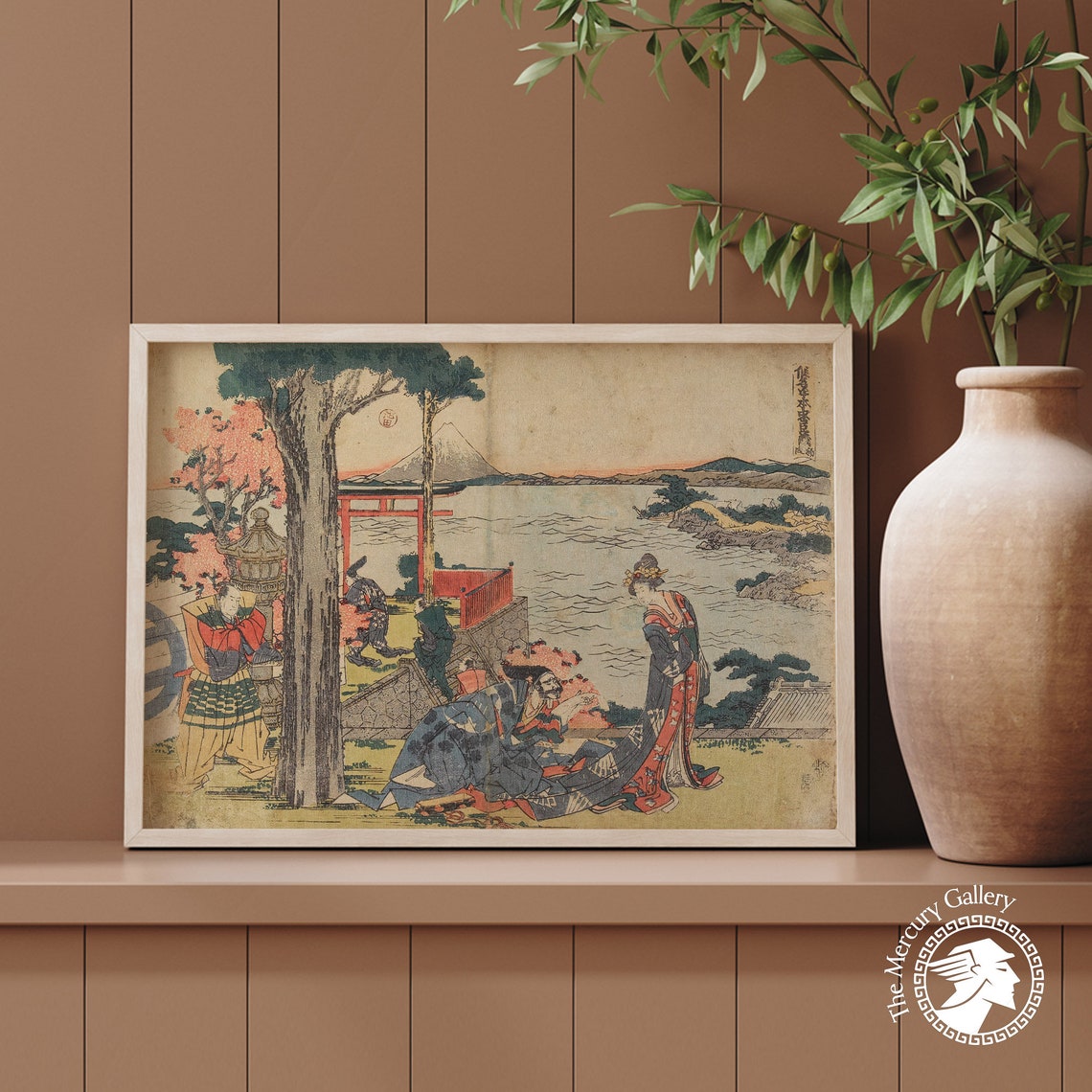 Hokusai Hakone Lake Sunset Figures Mount Fuji View Ukiyo E Art Poster - Image 6