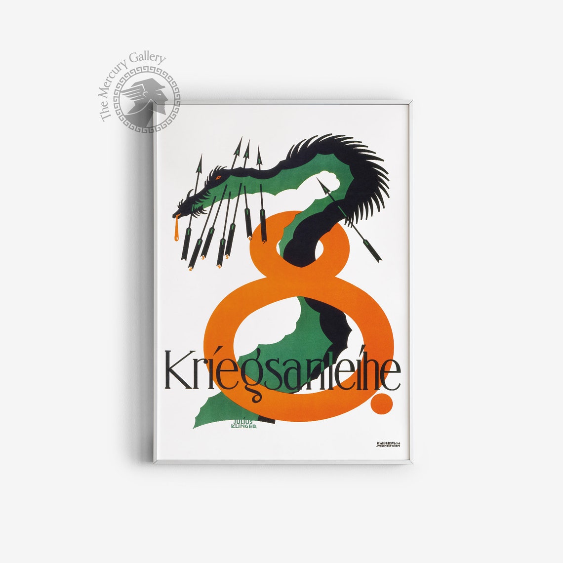 Julius Klinger 8th War Loan Dragon Arrow Vintage Austrian Poster Print - Image 3