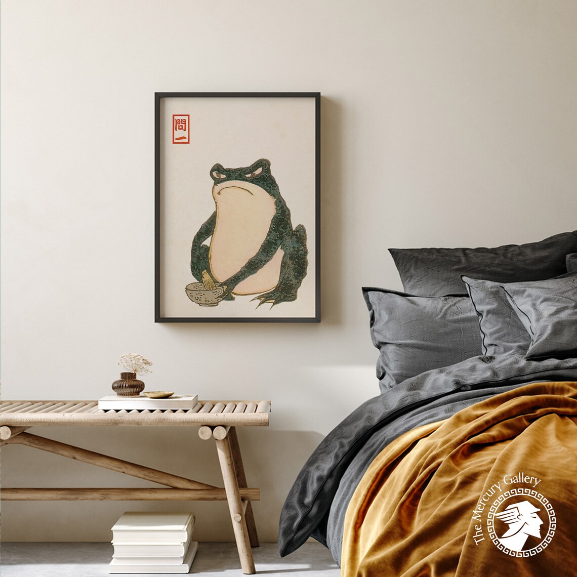 Vintage Green Frog Funny Animal Wall Art Print - Image 2