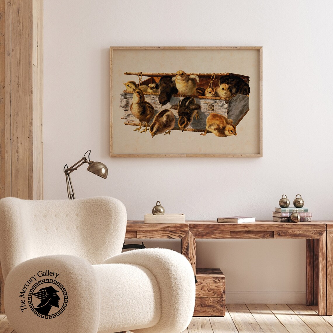 Vintage Baby Chicks In Wicker Basket Antique Farmhouse Art Print - Image 3